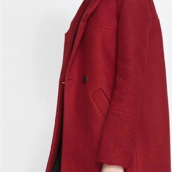 Zara Burgundy Red Overcoat - Picture 3 of 7